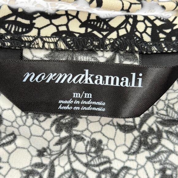 Norma Kamali Womens Lace Print Blouse Knit Stretch Slinky Long Sleeve Top sz M - Picture 16 of 16